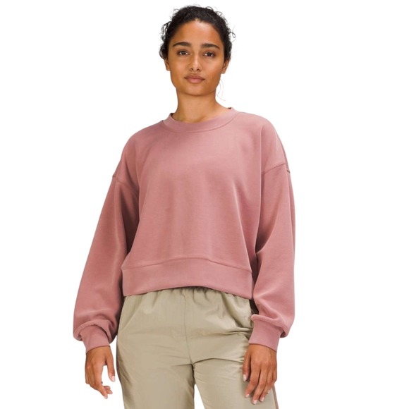 Tops - lululemon perfectly oversized cropped sweatshirt softstreme in spiced chai  8